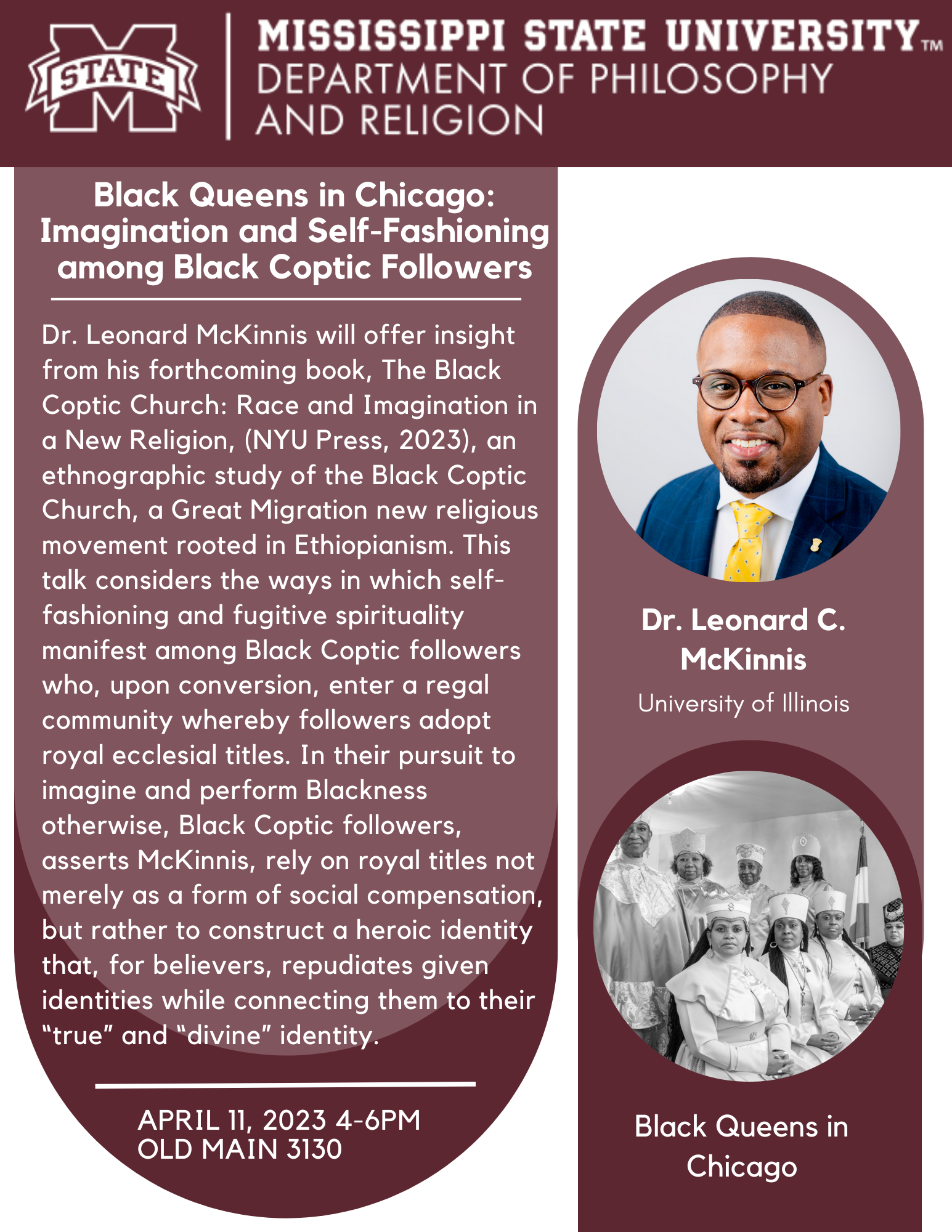 Dr. Leonard McKinnis;  University of Illinois;  Black Queens in Chicago: Imagination and Self-Fashioning among Black Coptic Followers
