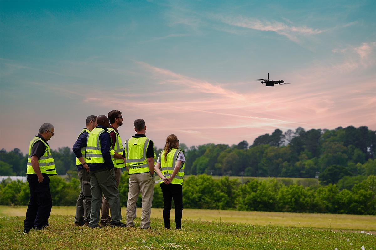 Assure researchers watch a drone